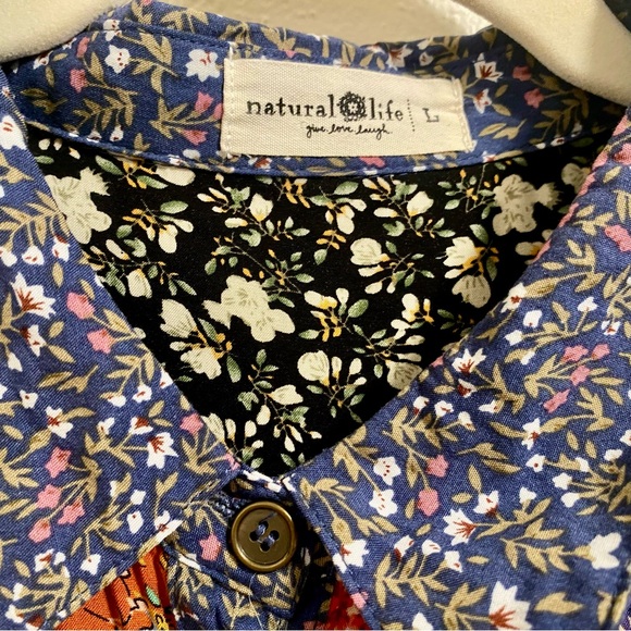 Natural Life Esme Long Sleeve Full Button Contrast Floral Print Shirt Dress - Picture 9 of 9